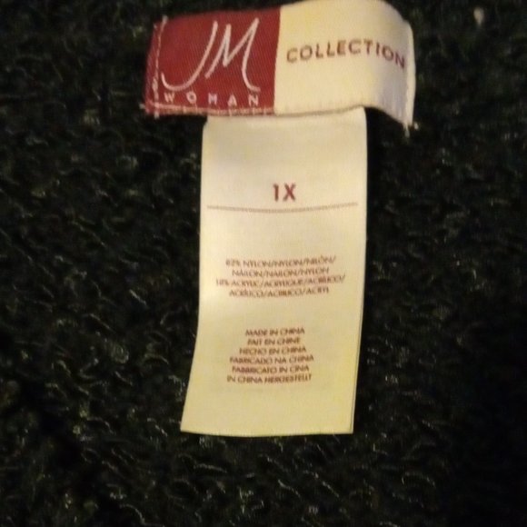 JM Collection Black V-neck Modern Sweater size 1X - Picture 6 of 10